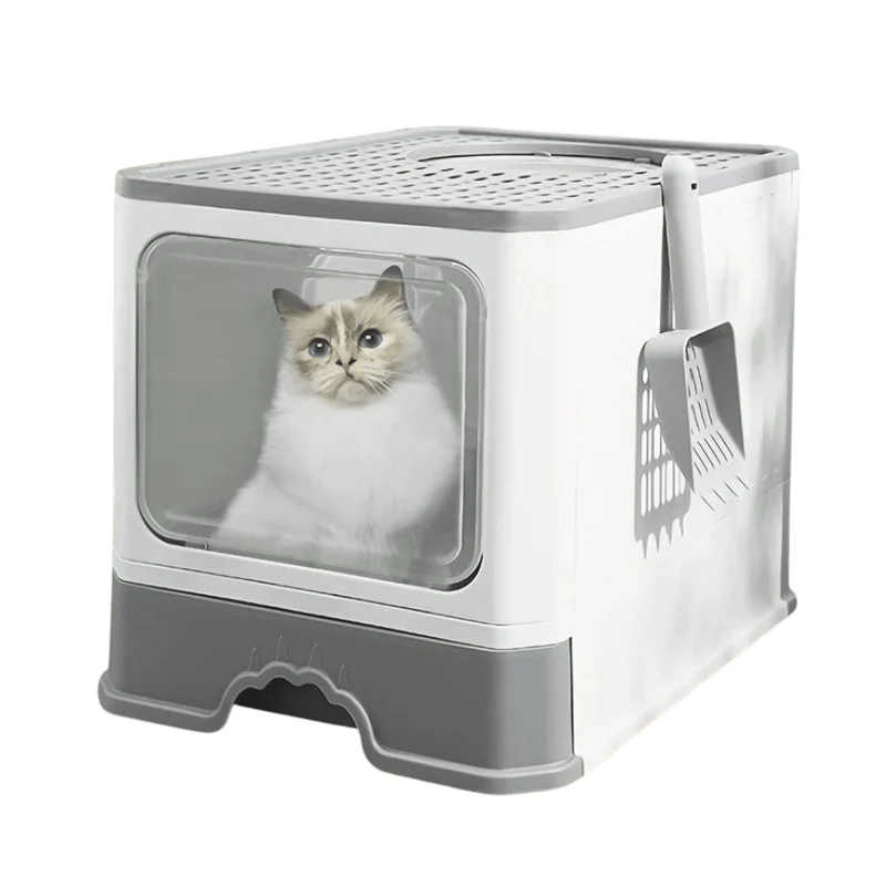 Litière XXL pliable pour chat avec tiroir amovible