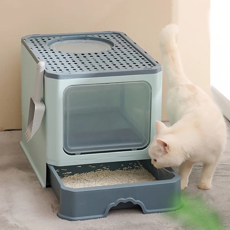 Litière XXL pliable pour chat avec tiroir amovible