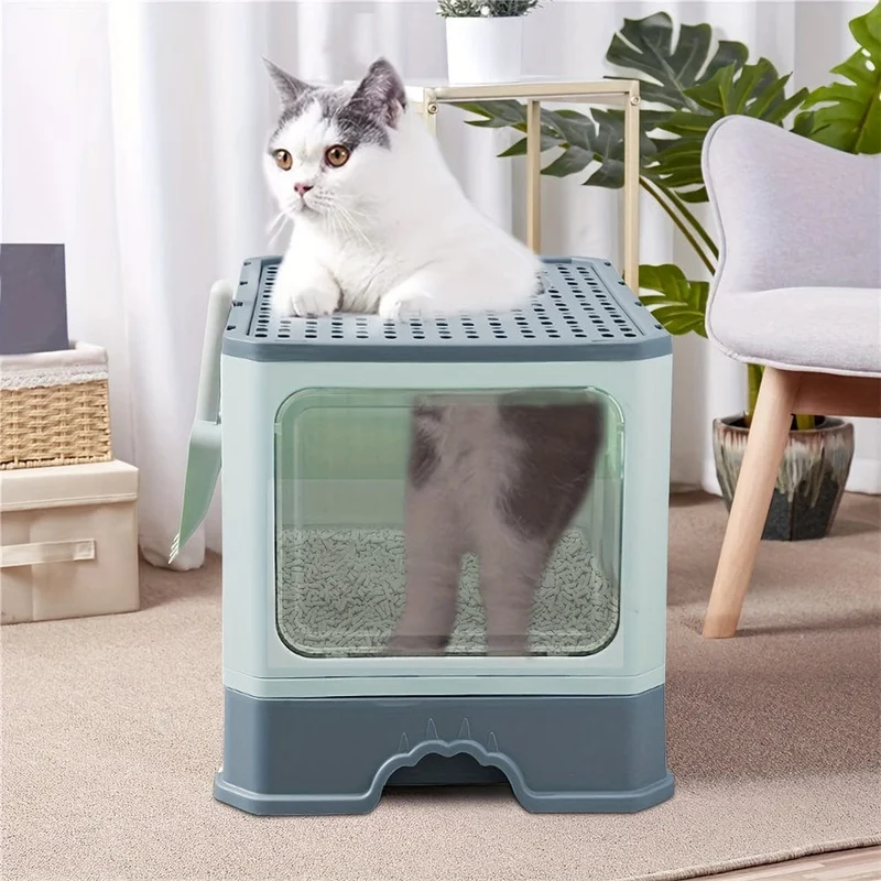 Litière XXL pliable pour chat avec tiroir amovible