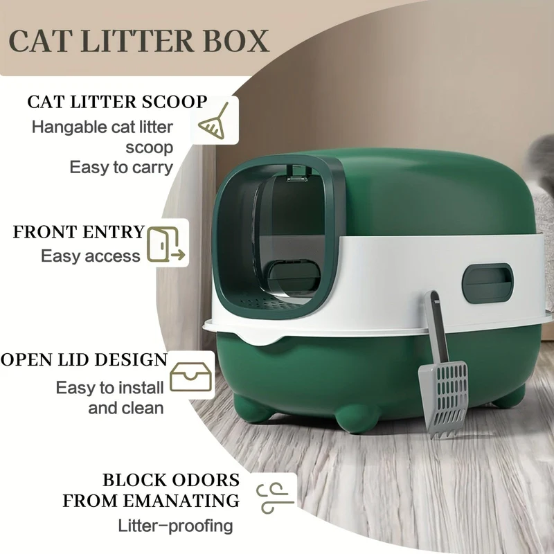 Litière XXL fermée pour chat avec couvercle amovible