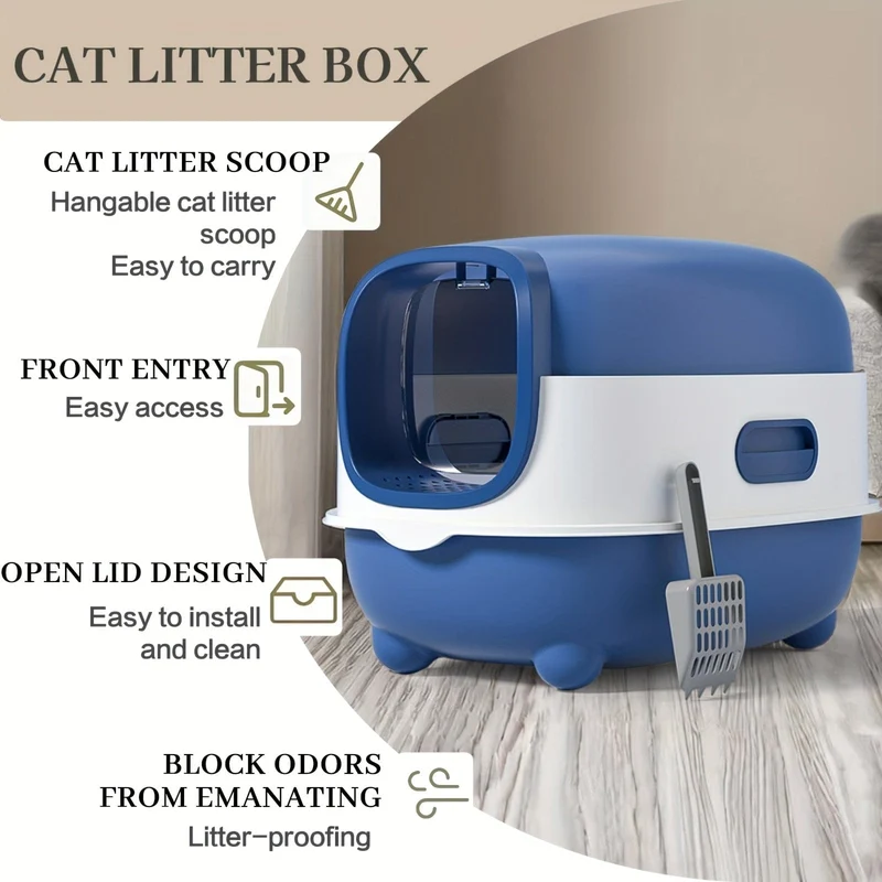 Litière XXL fermée pour chat avec couvercle amovible