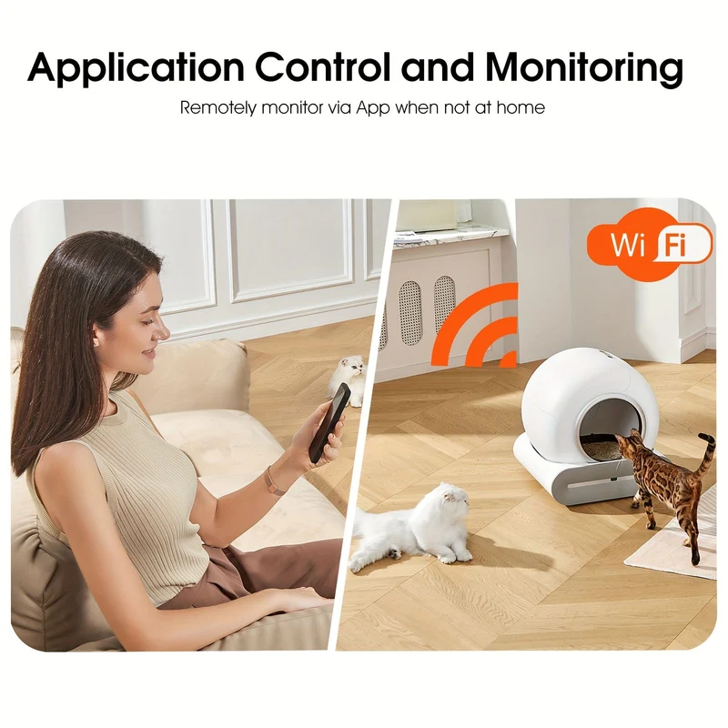 Litière automatique connectée pour chat, auto-nettoyante