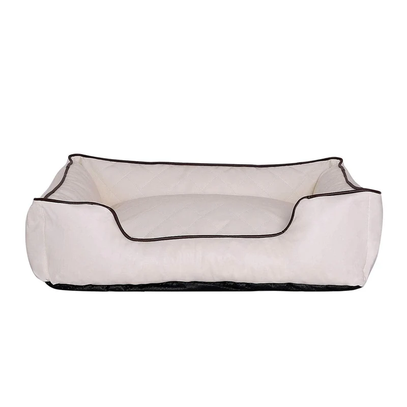 Lit XL en cuir matelassé pour chien, housse lavable, 120 x 85 cm