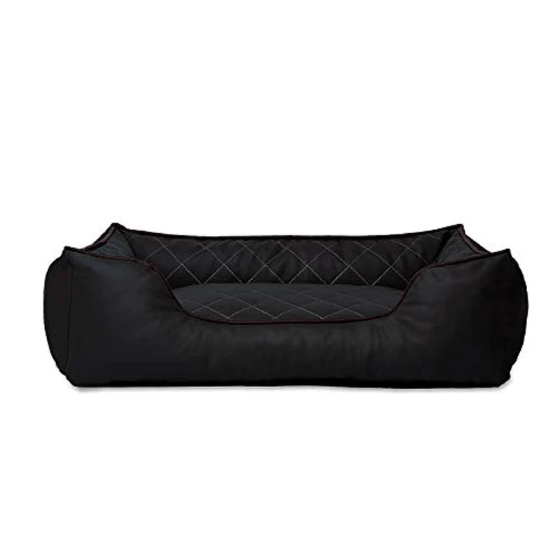 Lit XL en cuir matelassé pour chien, housse lavable, 120 x 85 cm