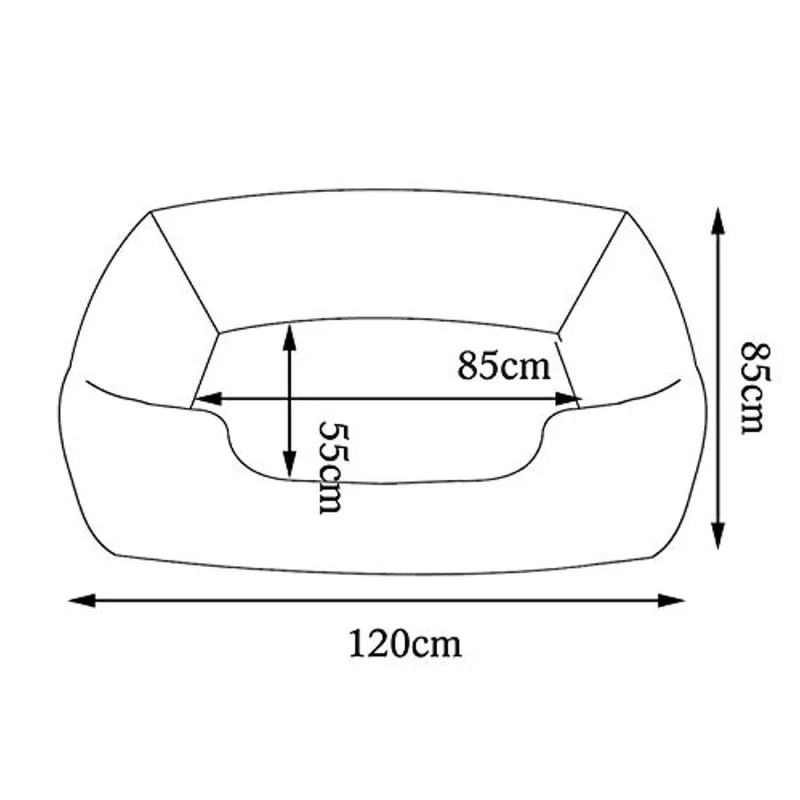 Lit XL en cuir matelassé pour chien, housse lavable, 120 x 85 cm