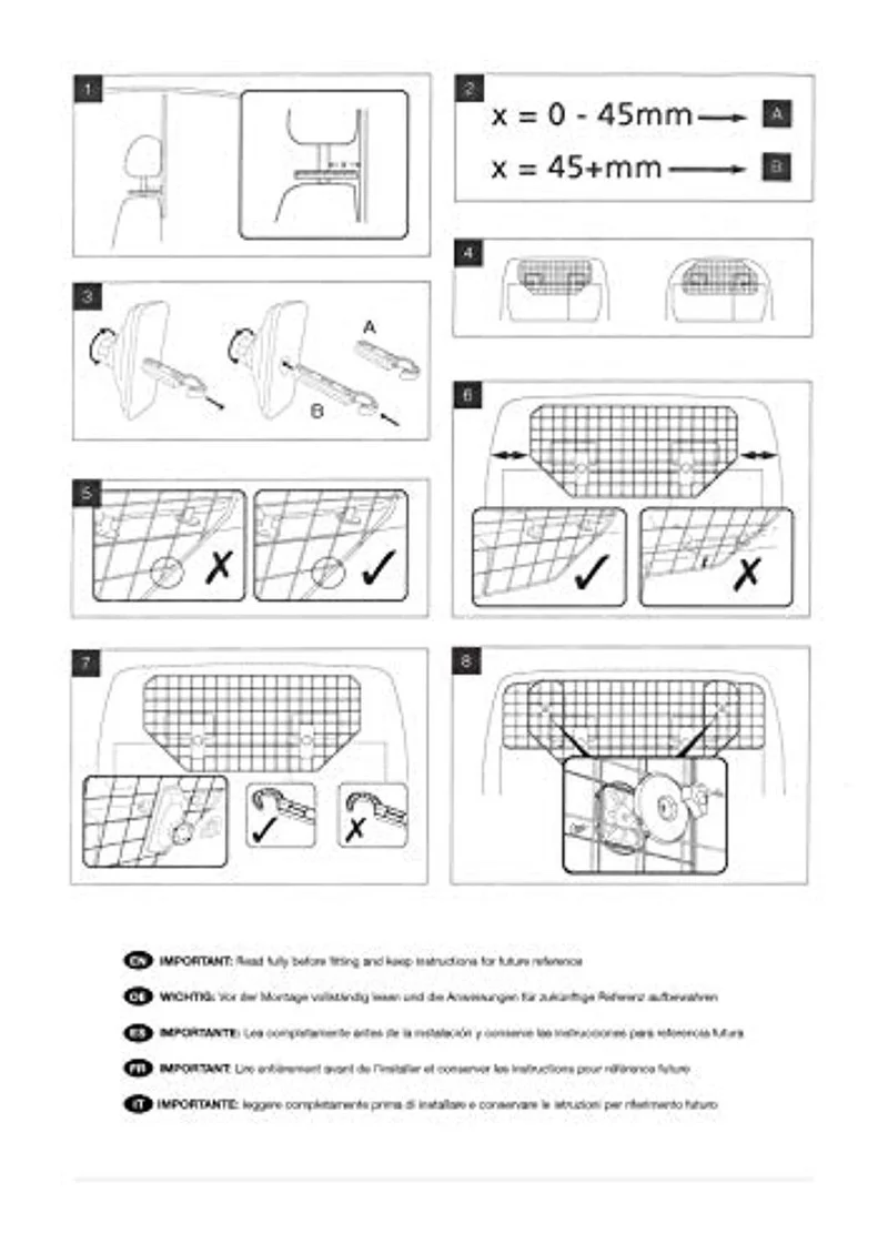 Grille de séparation pour chien en métal à fixer aux appuis-tête