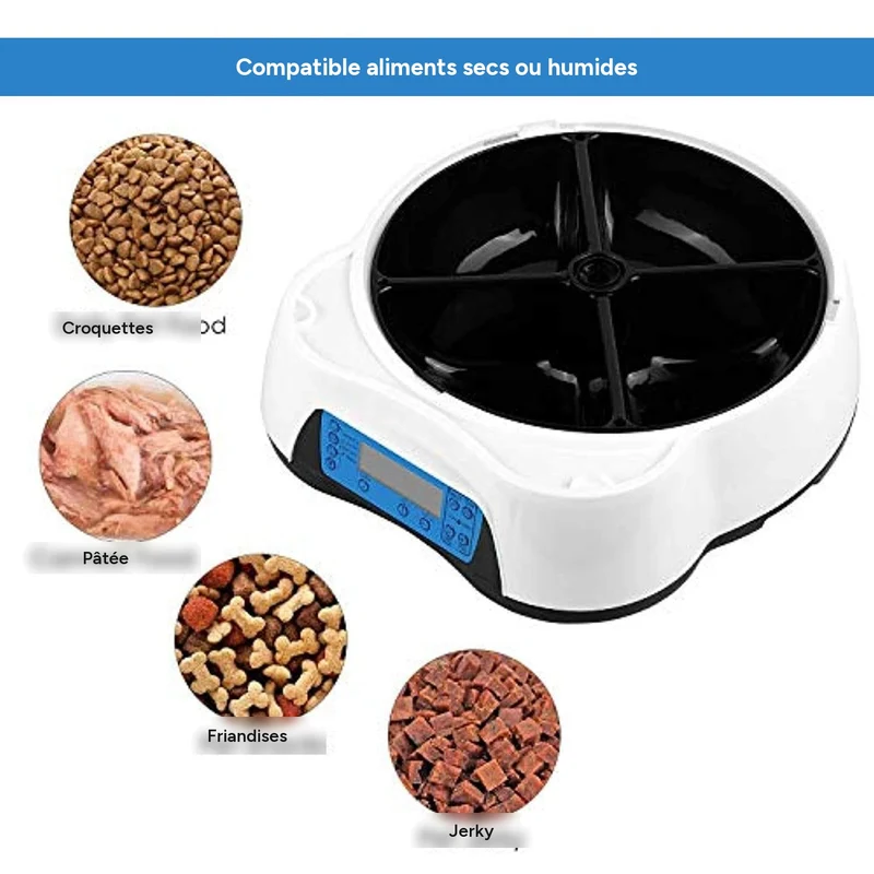 Distributeur automatique 2-en-1 pour animaux avec écran LCD et rappel vocal