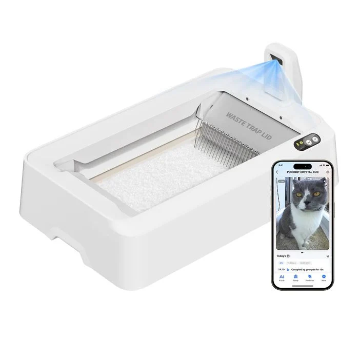 PETKIT Purobot Crystal Duo – Litière autonettoyante connectée pour chat avec caméra IA