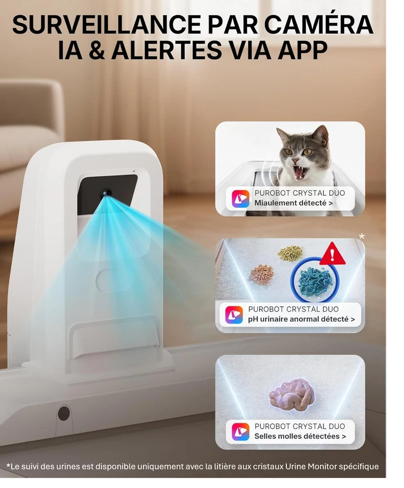 PETKIT Purobot Crystal Duo – Litière autonettoyante connectée pour chat avec caméra IA