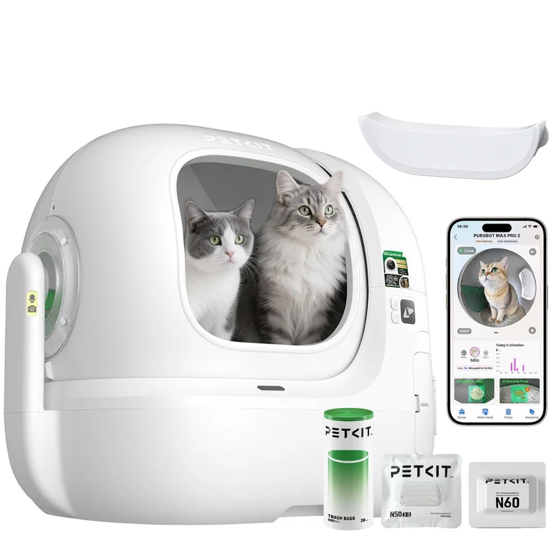 PETKIT Purobot Max Pro 2 – Litière automatique connectée pour chat avec caméra IA