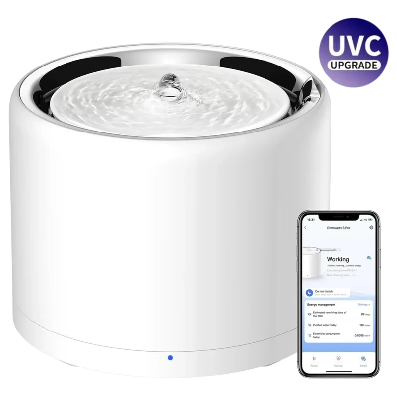 EVERSWEET PRO 3 UVC fontaine a eau connectée pour animaux 1.8L