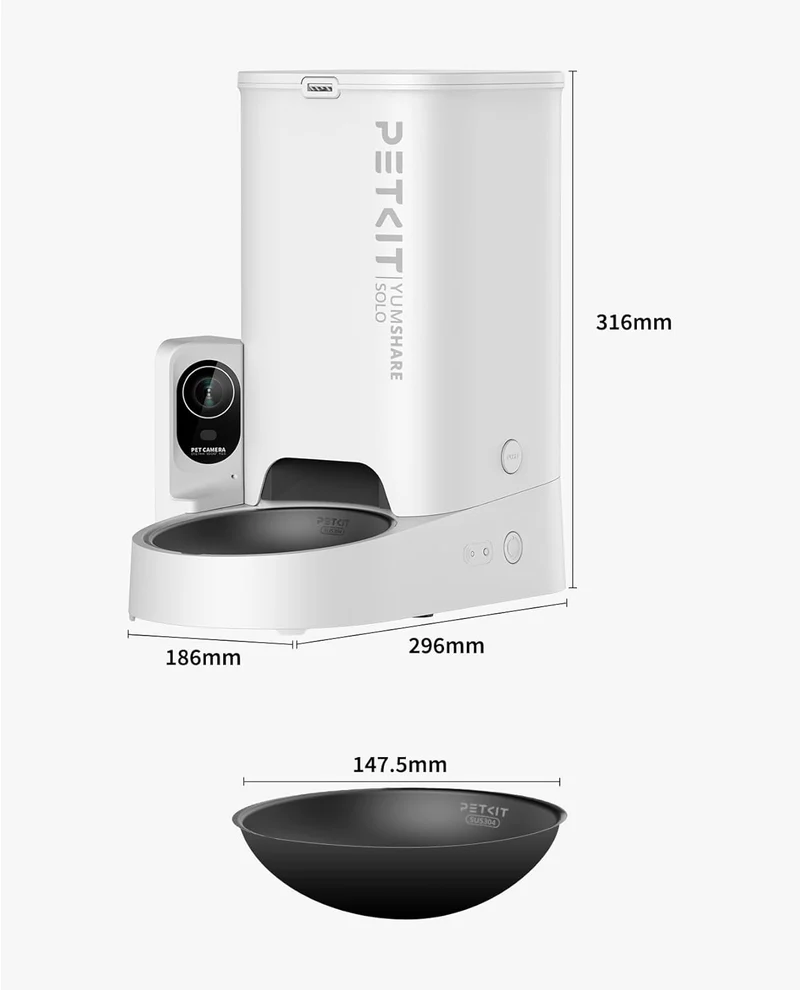 YumShare Solo distributeur de croquettes automatique connecté avec caméra IA - 3L