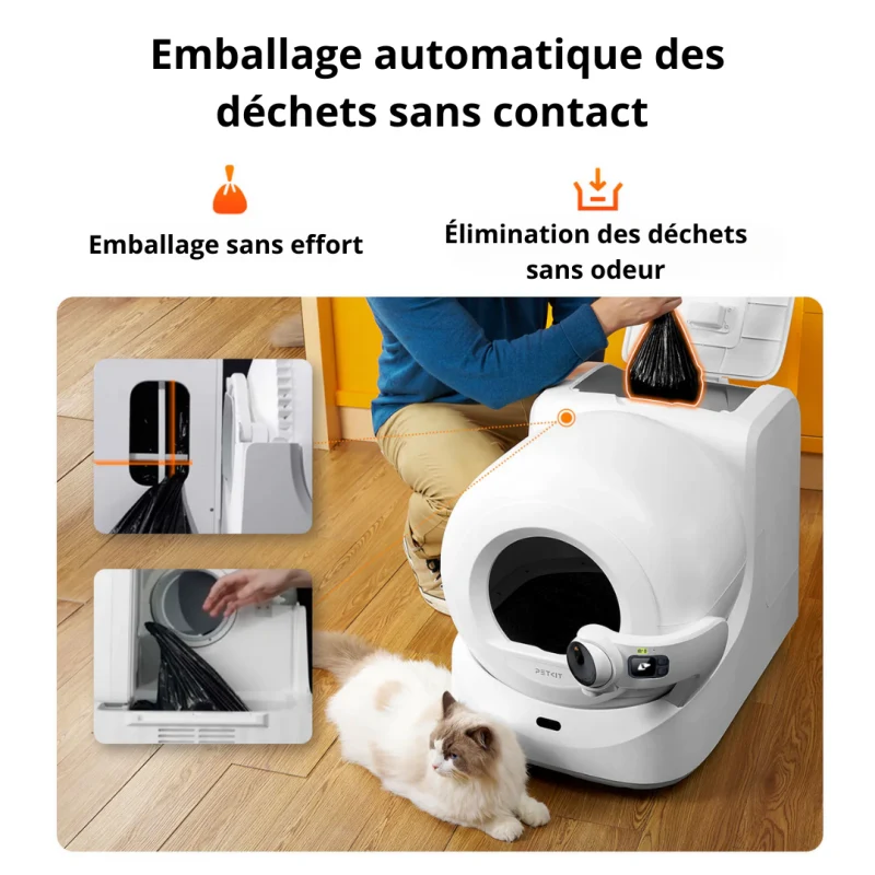 PETKIT Purobot Ultra - Litière automatique avec caméra rotative IA et emballage automatique des déchets