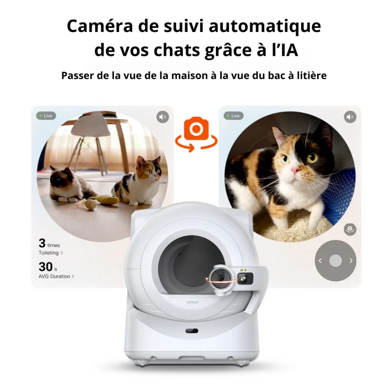 PETKIT Purobot Ultra - Litière automatique avec caméra rotative IA et emballage automatique des déchets