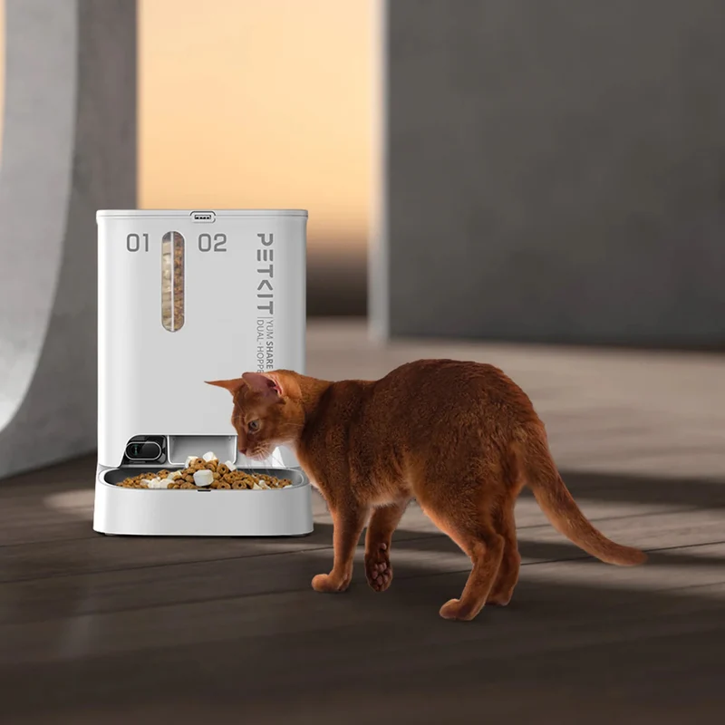 YumShare Dual-hopper distributeur de croquettes automatique connecté double avec caméra IA - 5L