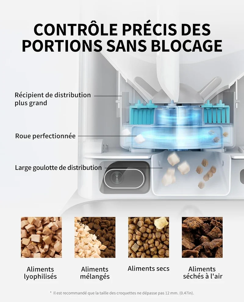 YumShare Dual-hopper distributeur de croquettes automatique connecté double avec caméra IA - 5L