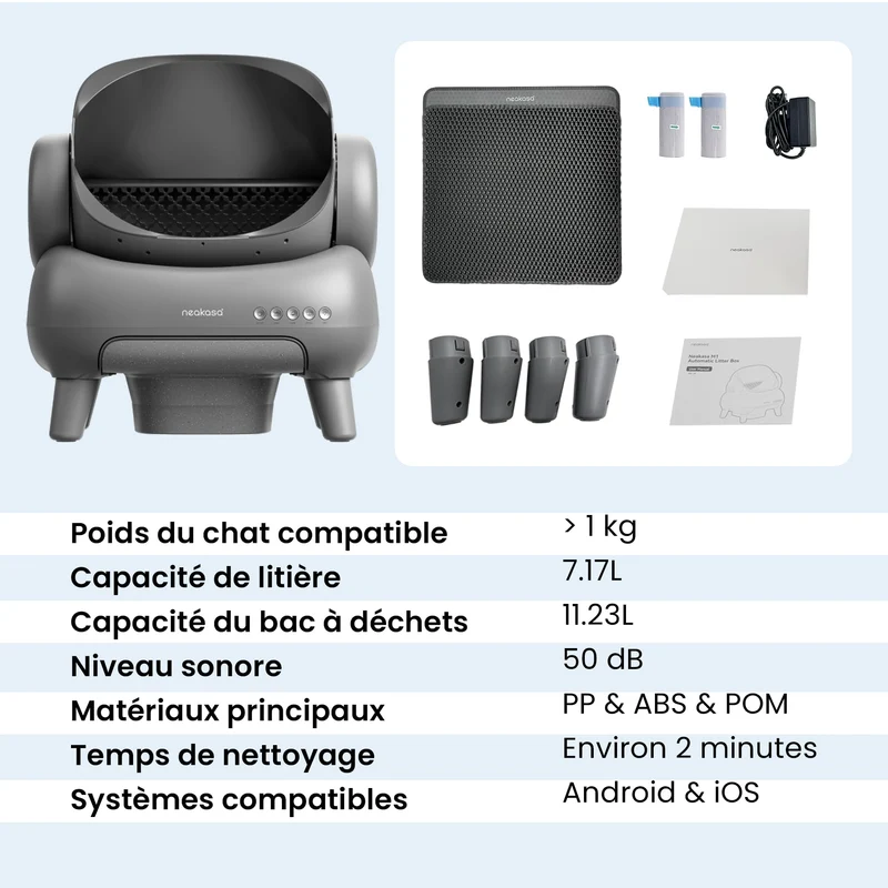 Neakasa M1 Plus - Bac à litière autonettoyant à ouverture supérieure