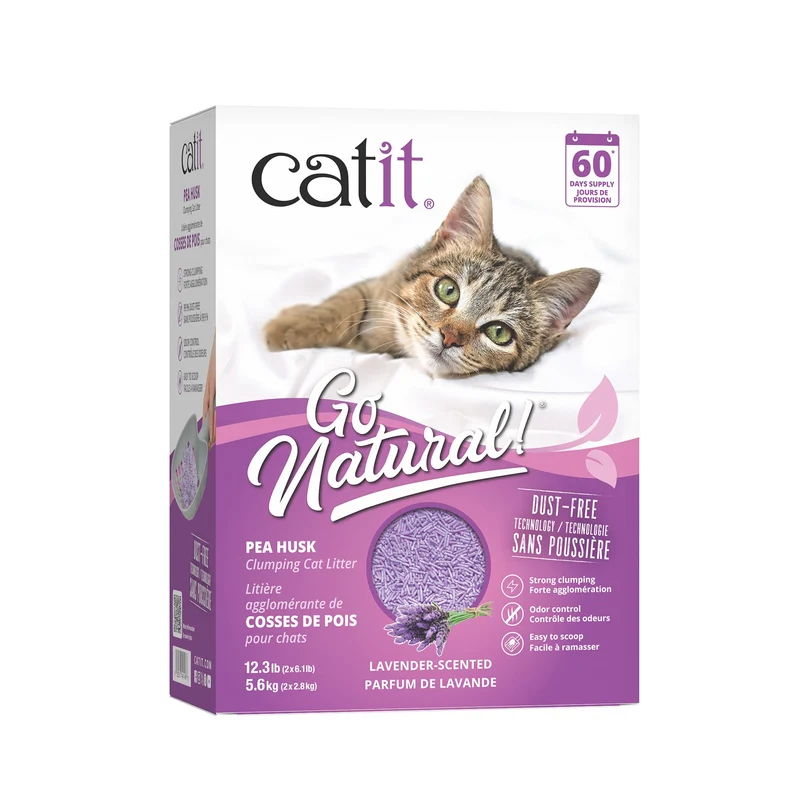 CATIT GO! NATURAL LITIÈRE À BASE DE COSSES DE POIS PARFUM DE LAVANDE 12.3LBS