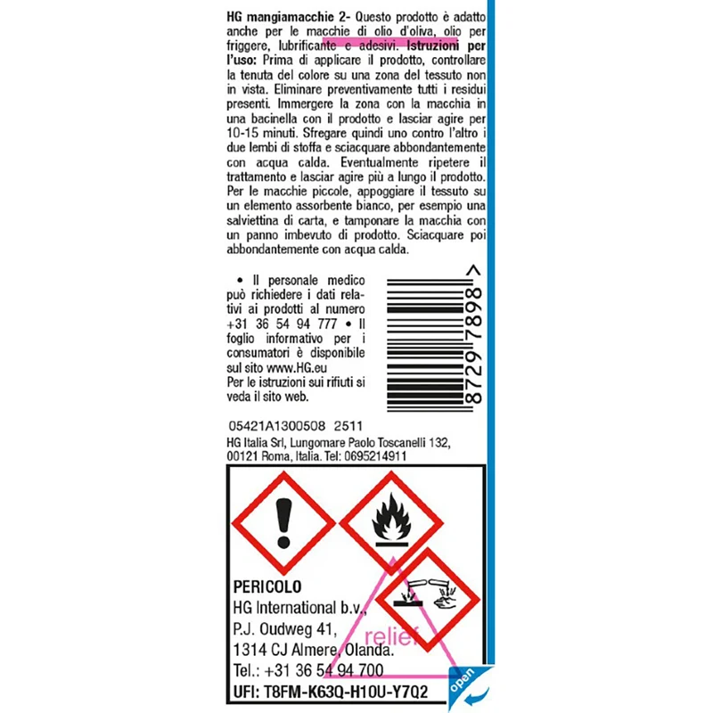 HG Mangiamacchie n. 2 Smacchiatore Pennarelli Grasso Olio 50ml