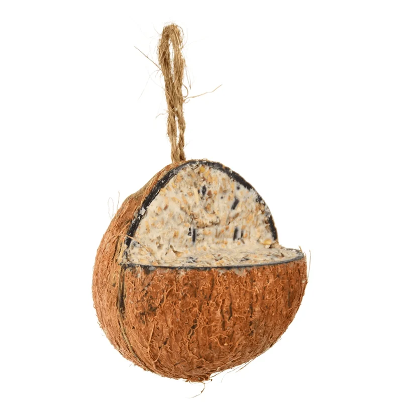 NOCE DI COCCO RIEMPITA CON GRASSO PER UCCELLINI SELVATICI