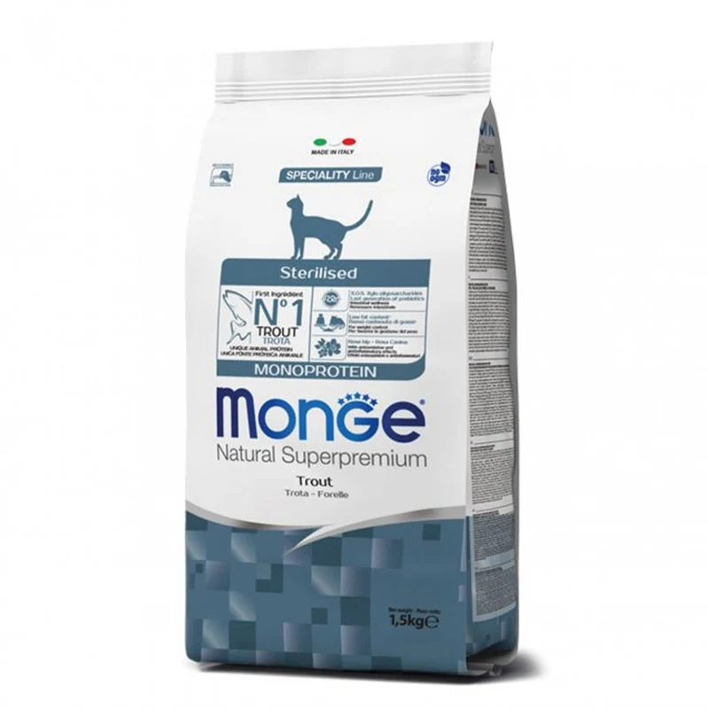 CROCCHETTE PER GATTO ADULTO STERILIZZATO NATURAL SUPERPREMIUM 1,5KG TROTA