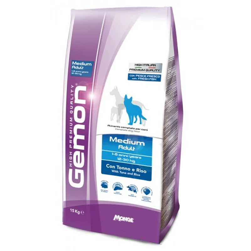 GEMON - CROCCHETTE PER CANI ADULTI DI TAGLIA MEDIA 15KG TONNO E RISO