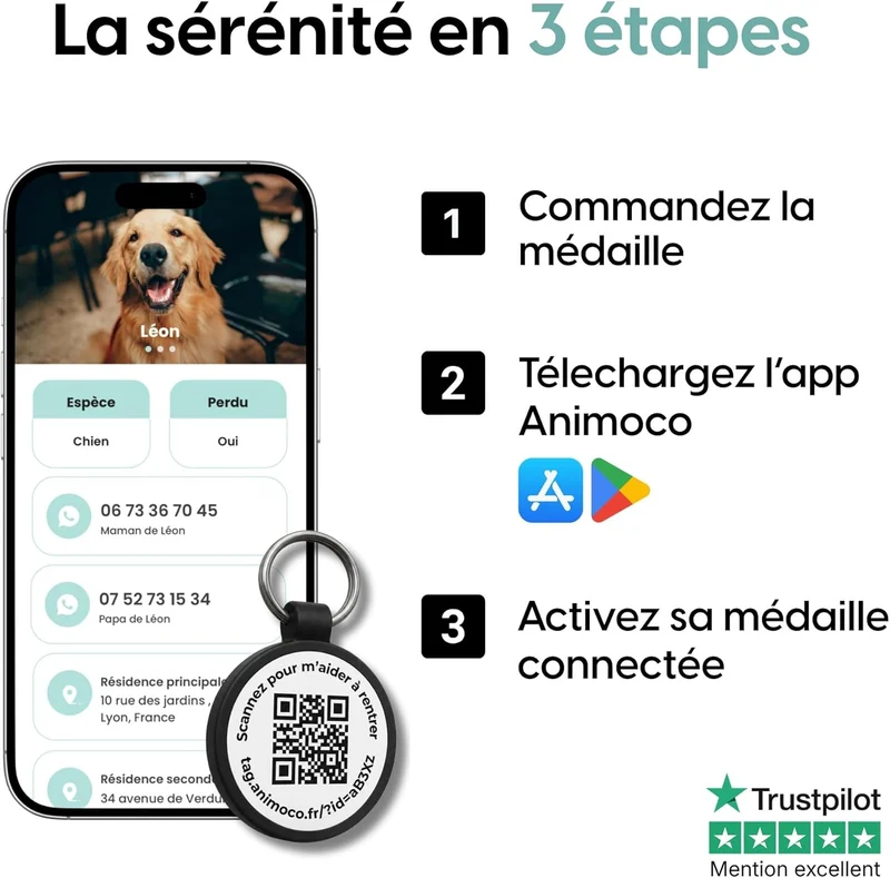 Animoco - Médaille Connectée QR Code Polyvalente