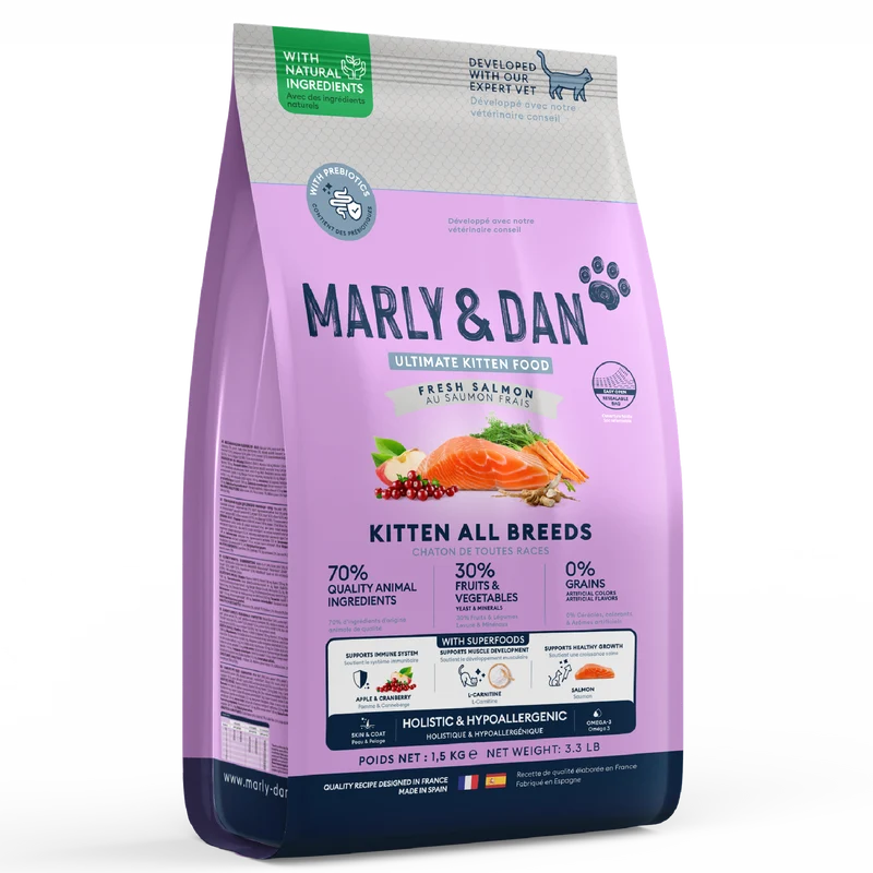 Marly & Dan - Croquettes Sans Céréales au Saumon pour Chaton