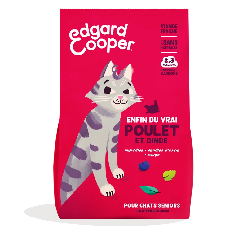 Edgard Cooper - Croquettes Sans Céréales Poulet & Dinde pour Chat Senior