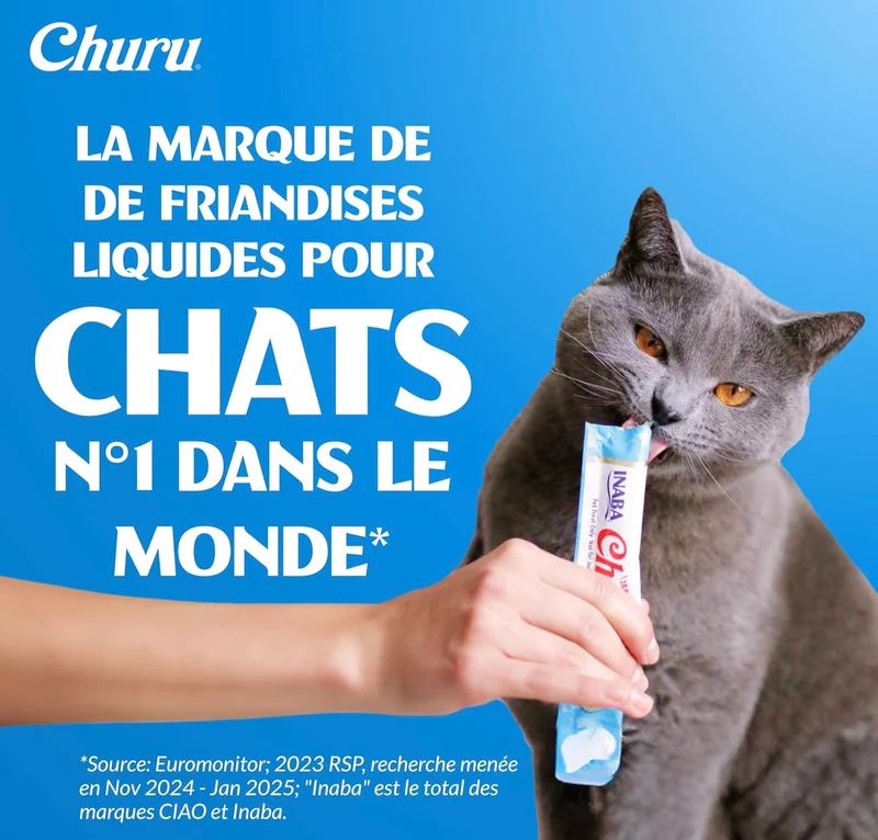 INABA Churu – Friandises Liquides pour Chats – 4 Saveurs de Poulet – 40 Tubes x 14g