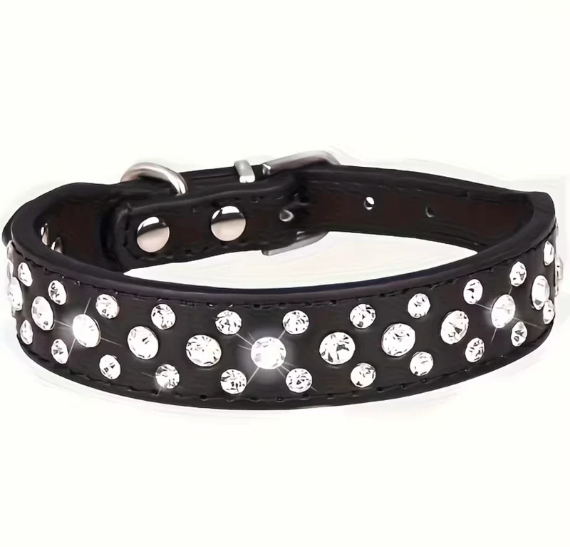 Collier Strass Noir – Chien & Chat | Élégant, Résistant & Confortable