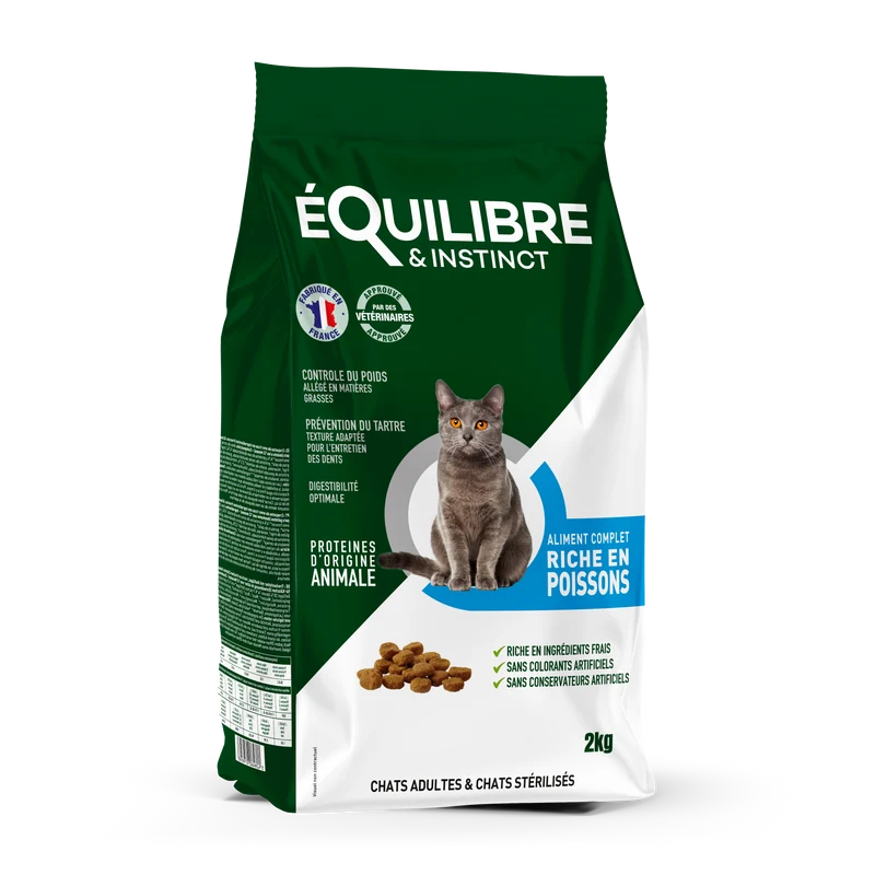 Equilibre & Instinct - Croquettes au Poisson pour Chat Stérilisé