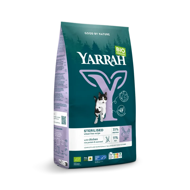 Yarrah - Croquettes Biologiques Sans Blé Poulet & Poisson pour Chat Stérilisé