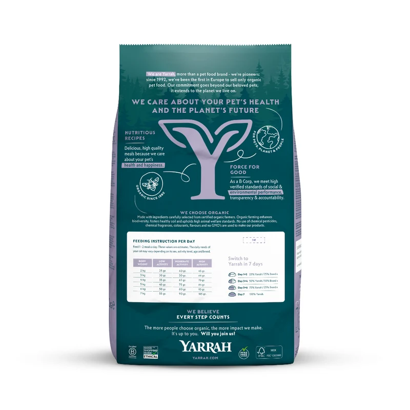 Yarrah - Croquettes Biologiques Sans Blé Poulet & Poisson pour Chat Stérilisé