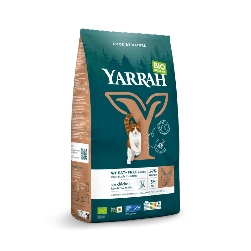 Yarrah - Croquettes Bio Sans Blé Poulet & Poisson pour Chat et Chaton
