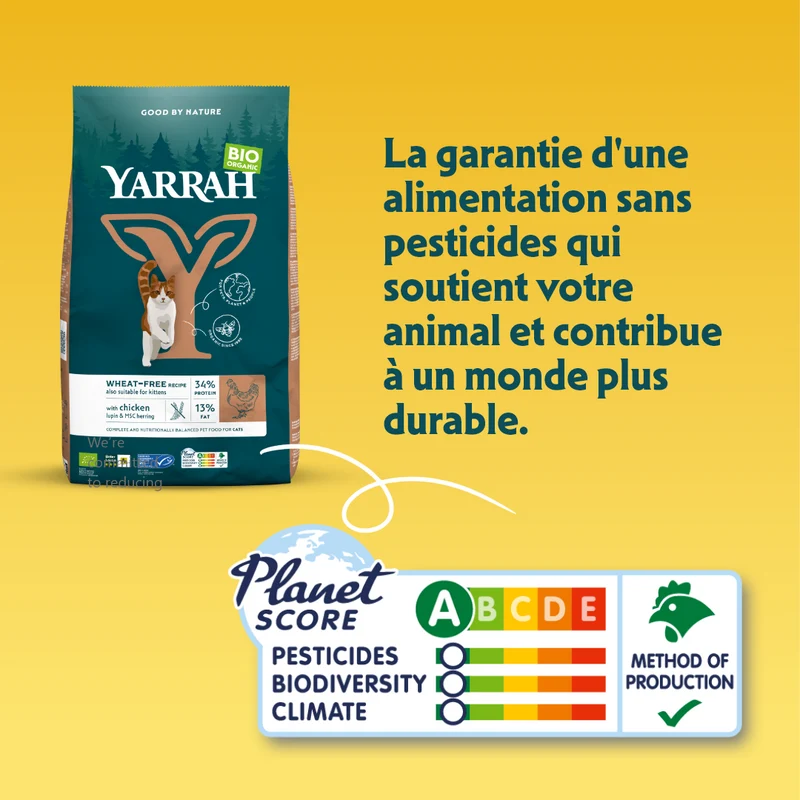 Yarrah - Croquettes Bio Sans Blé Poulet & Poisson pour Chat et Chaton
