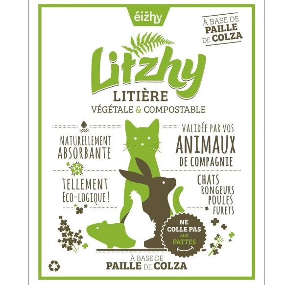 Eizhy - Litière Végétale et Compostable Litzhy à base de Paille de Colza