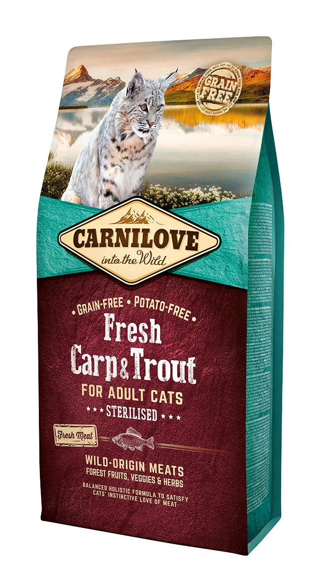 Carnilove - Croquettes Sans Céréales Carpe & Truite pour Chat Stérilisé