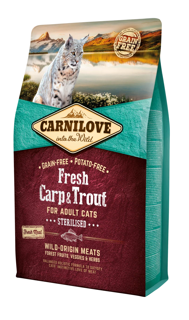 Carnilove - Croquettes Sans Céréales Carpe & Truite pour Chat Stérilisé