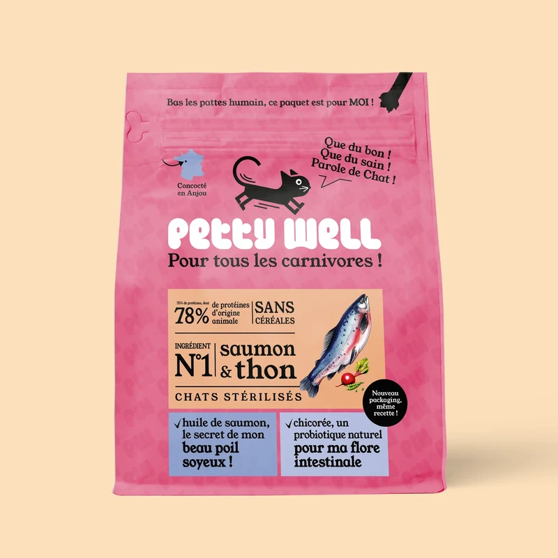 Petty Well - Croquettes Sans Céréales Saumon & Thon pour Chat