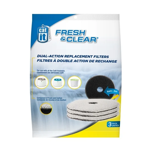 Filtres de charbon/mousse pour abreuvoir Fresh & Clear Catit Design, paquet de 3