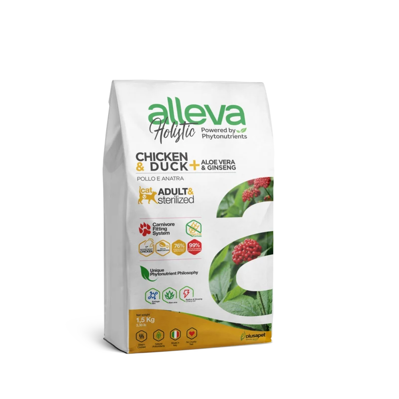 Alleva - Croquettes Sans Céréales Poulet & Canard pour Chat Adulte & Stérilisé