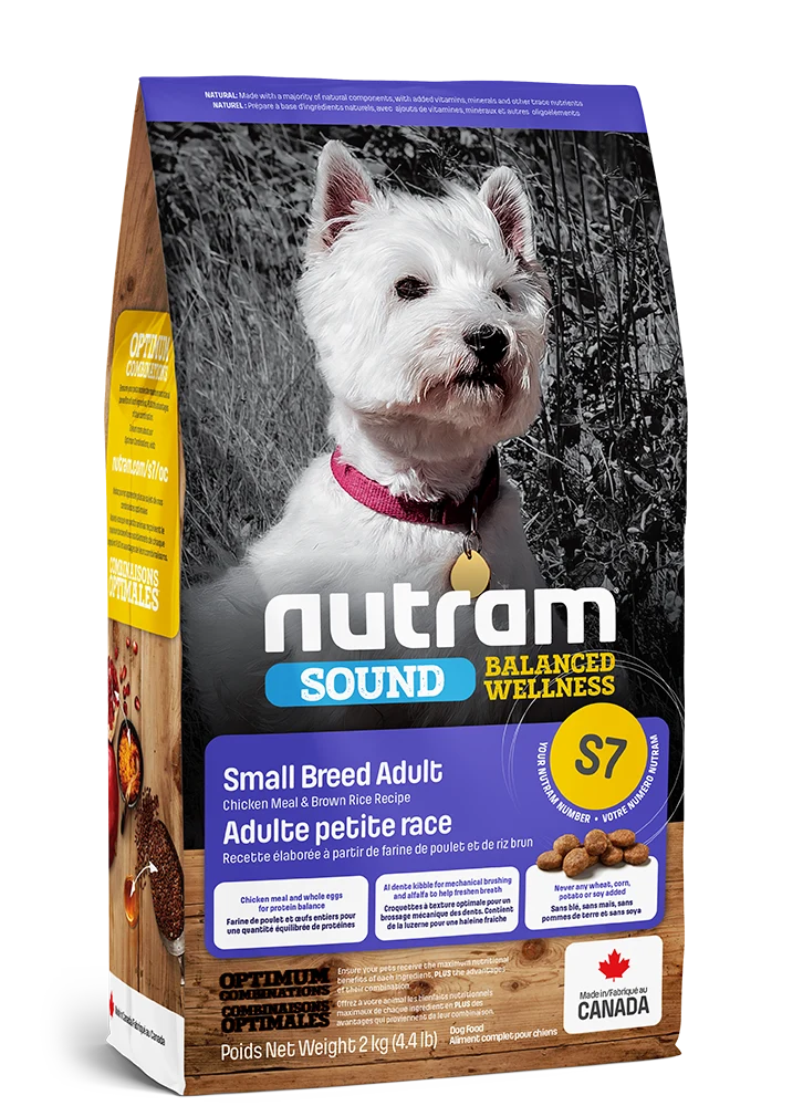 Nourriture pour chiens adultes Petites Races Nutram S7 4.4 Lb