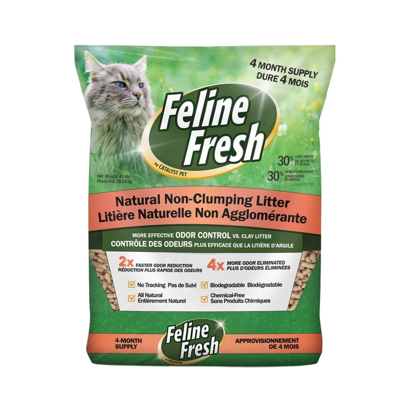 Feline Fresh - Litière de Granules de Pin Non Agglomérante pour Chats